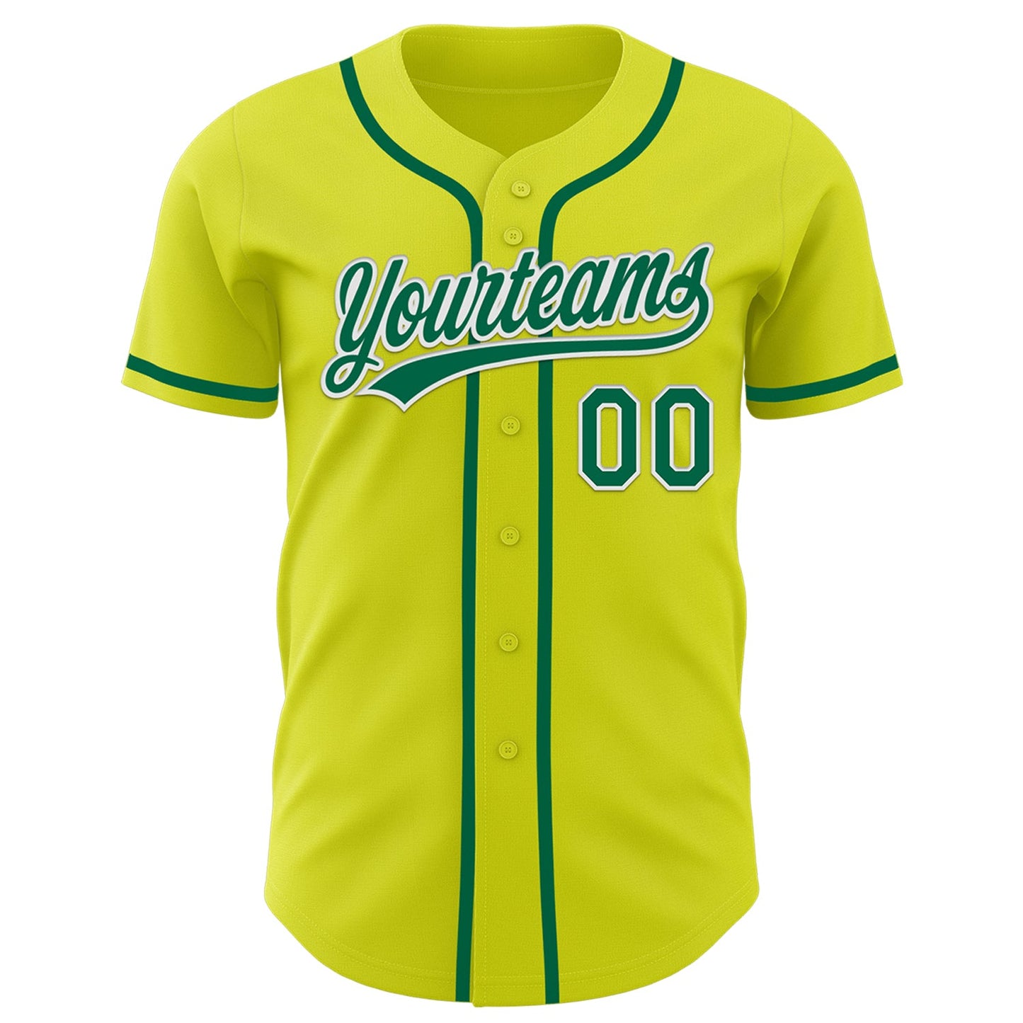 Custom Neon Yellow Kelly Green-White Authentic Baseball Jersey view 2