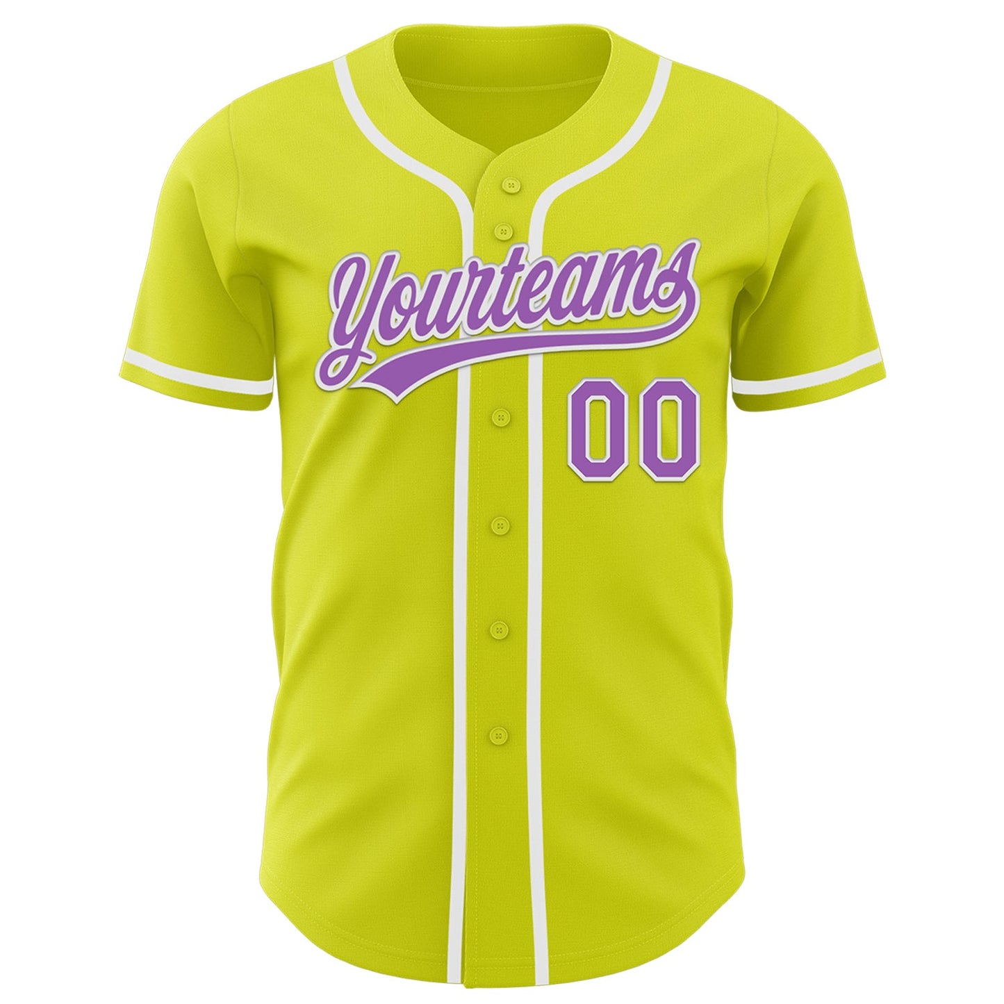 Custom Neon Yellow Medium Purple-White Authentic Baseball Jersey view 2