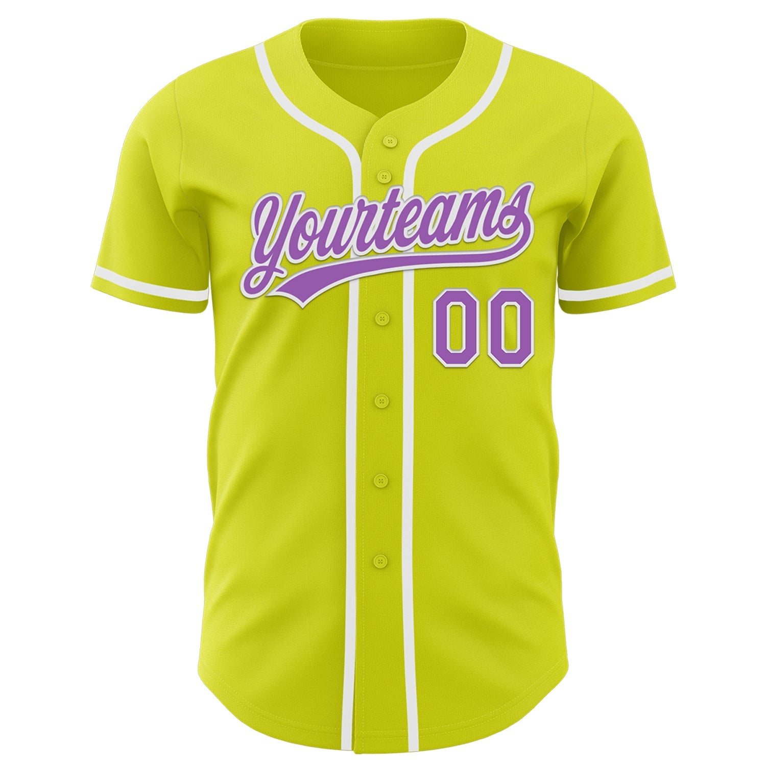 Custom Neon Yellow Medium Purple-White Authentic Baseball Jersey view 2