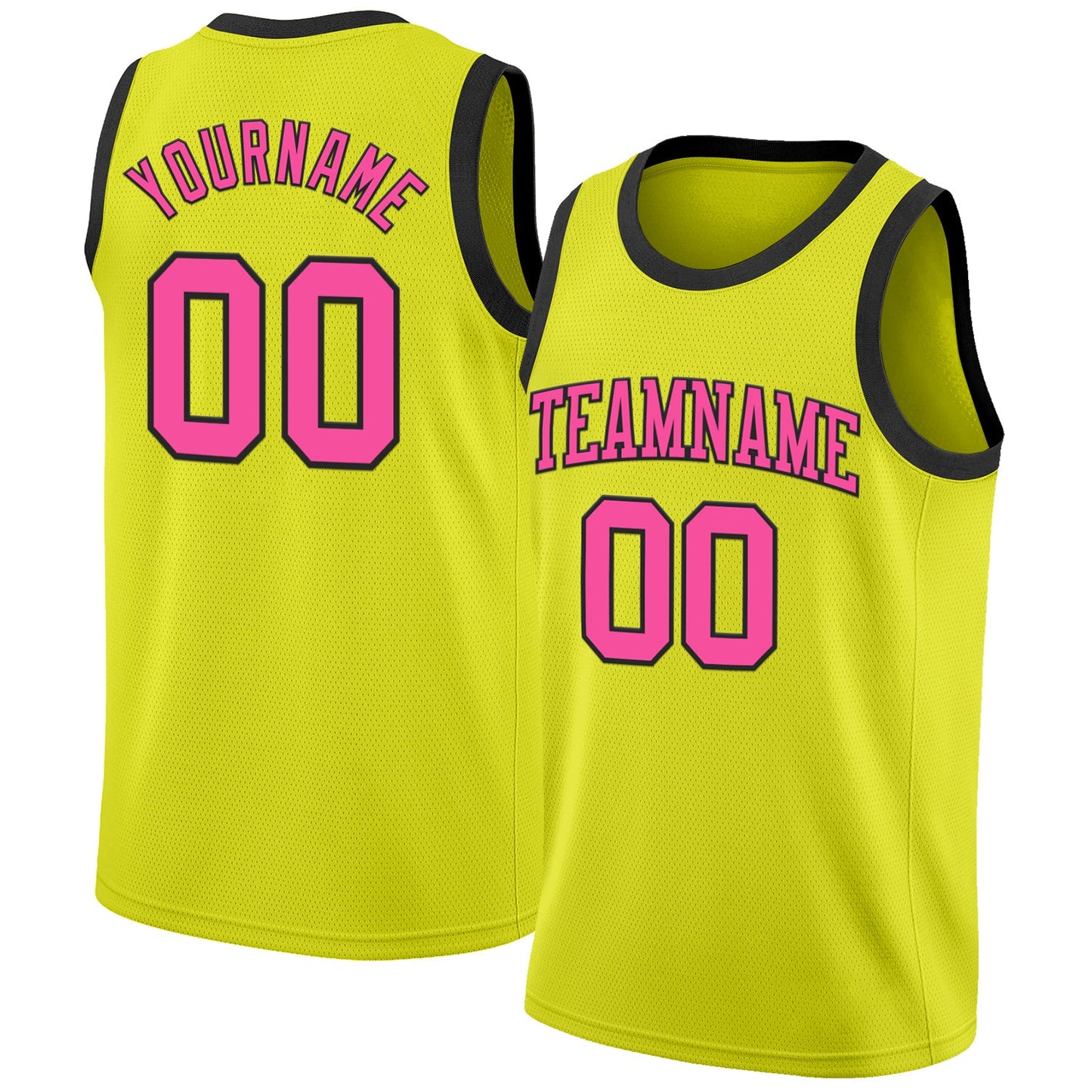 Custom Neon Yellow Pink-Black Authentic Basketball Jersey - Main View