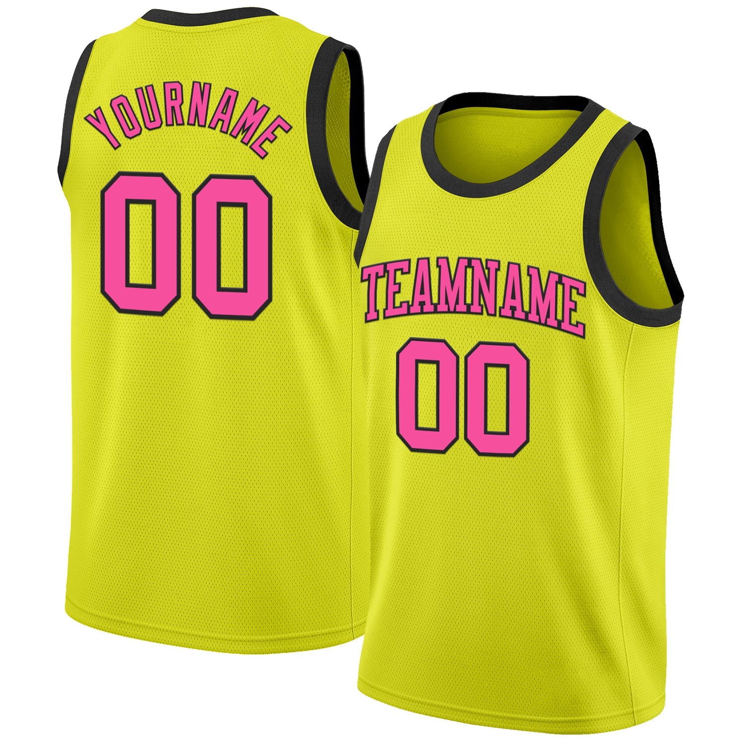 Custom Neon Yellow Pink-Black Authentic Basketball Jersey - Main View