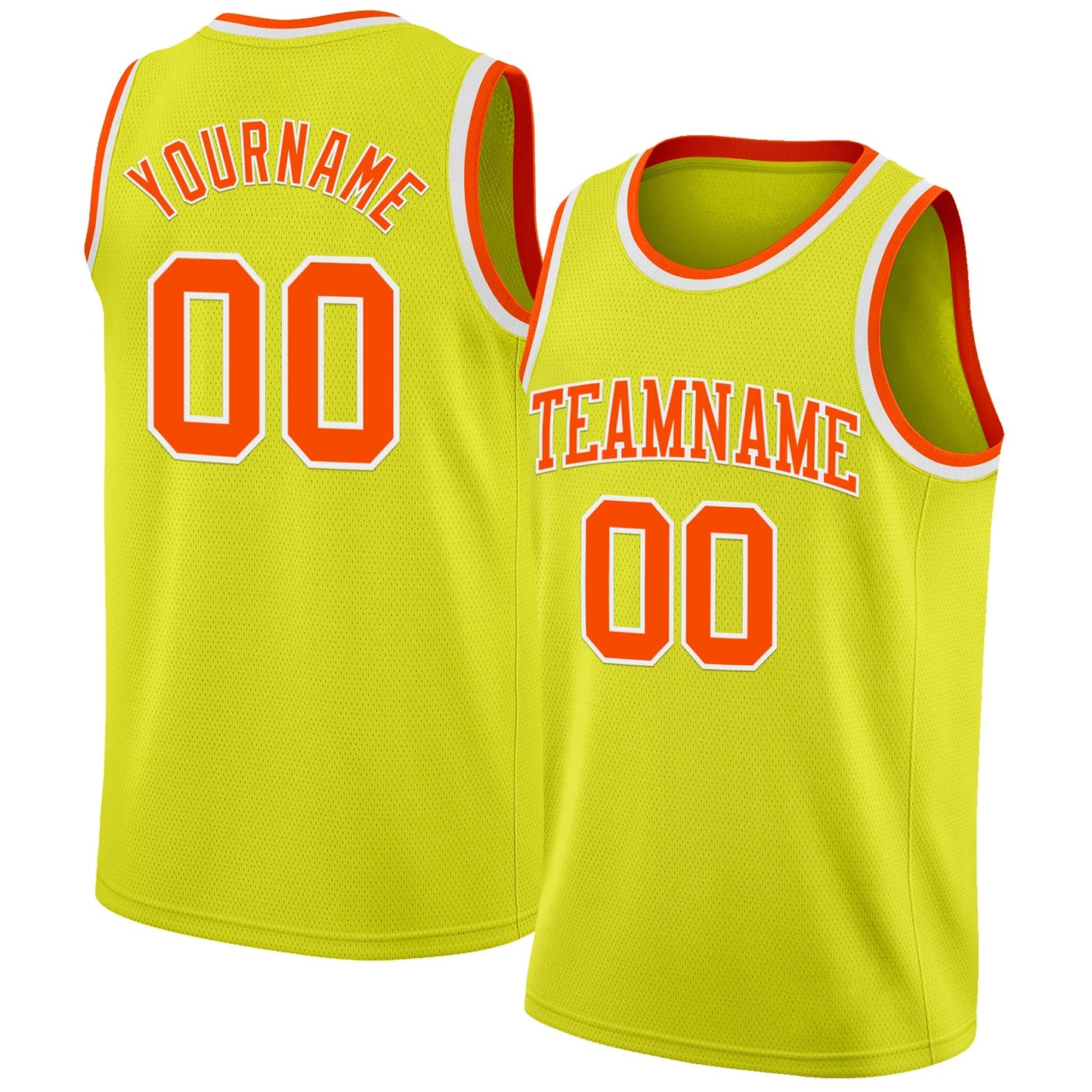 Custom Neon Yellow Orange-White Authentic Basketball Jersey - Main View