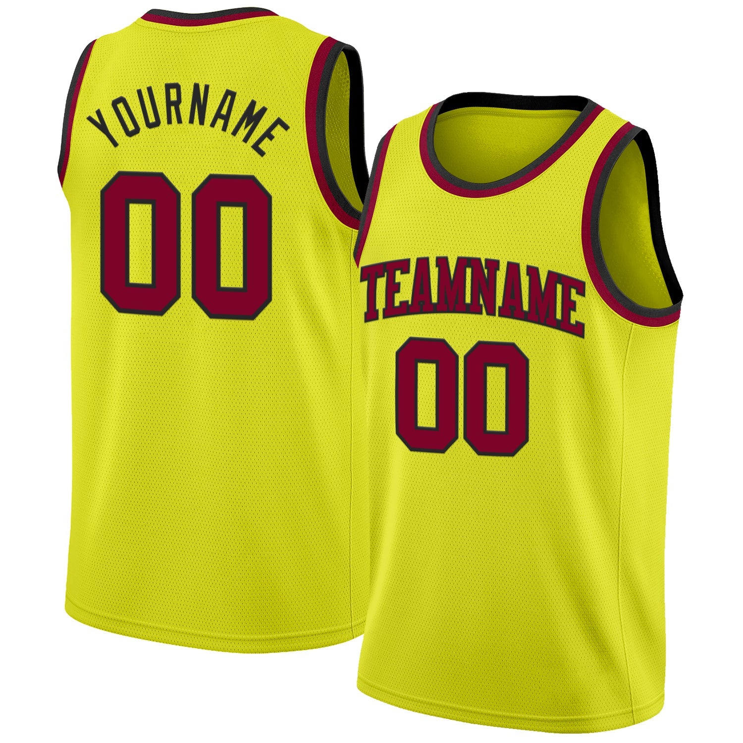 Custom Neon Yellow Maroon-Black Authentic Basketball Jersey - Main View