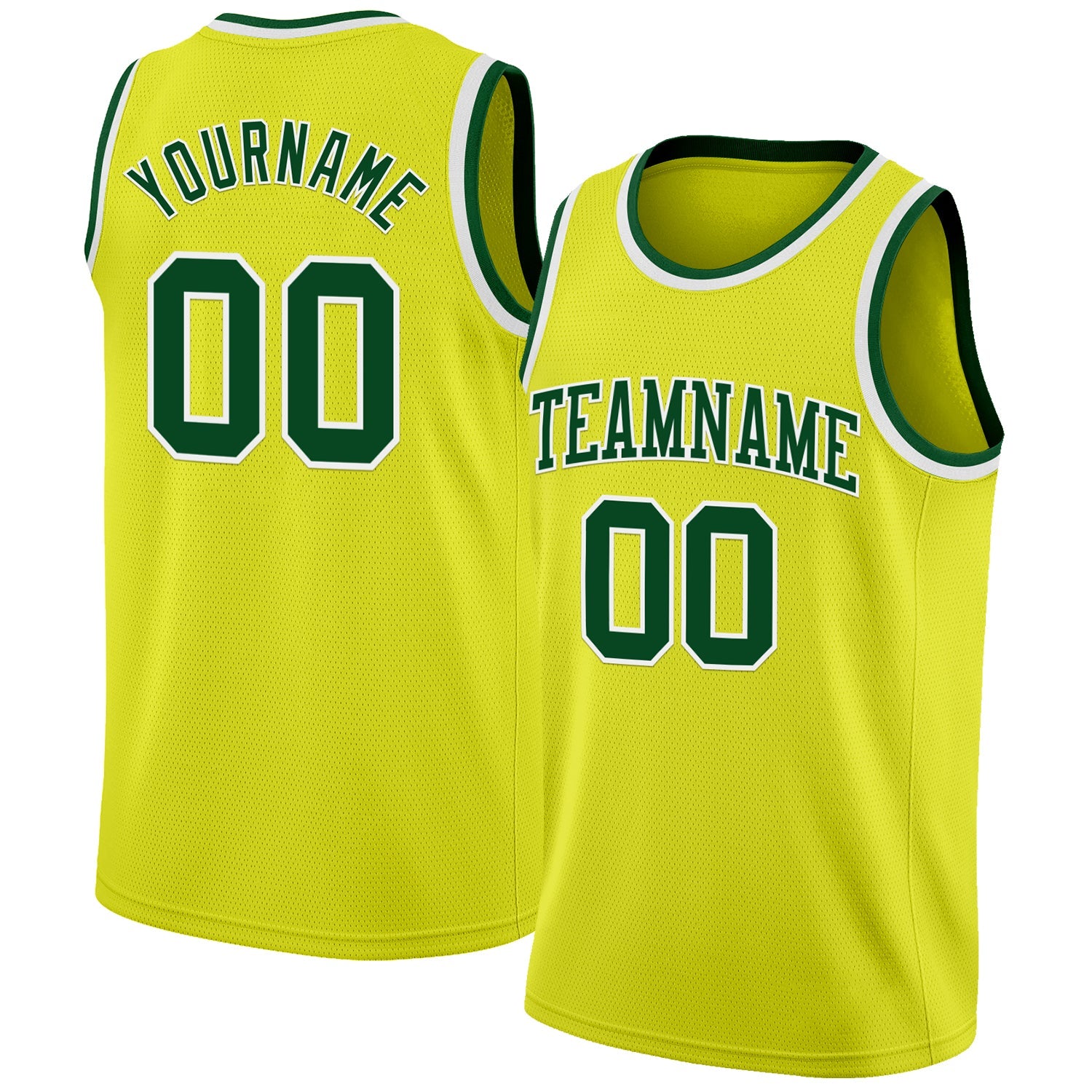 Custom Neon Yellow Green-White Authentic Basketball Jersey - Main View