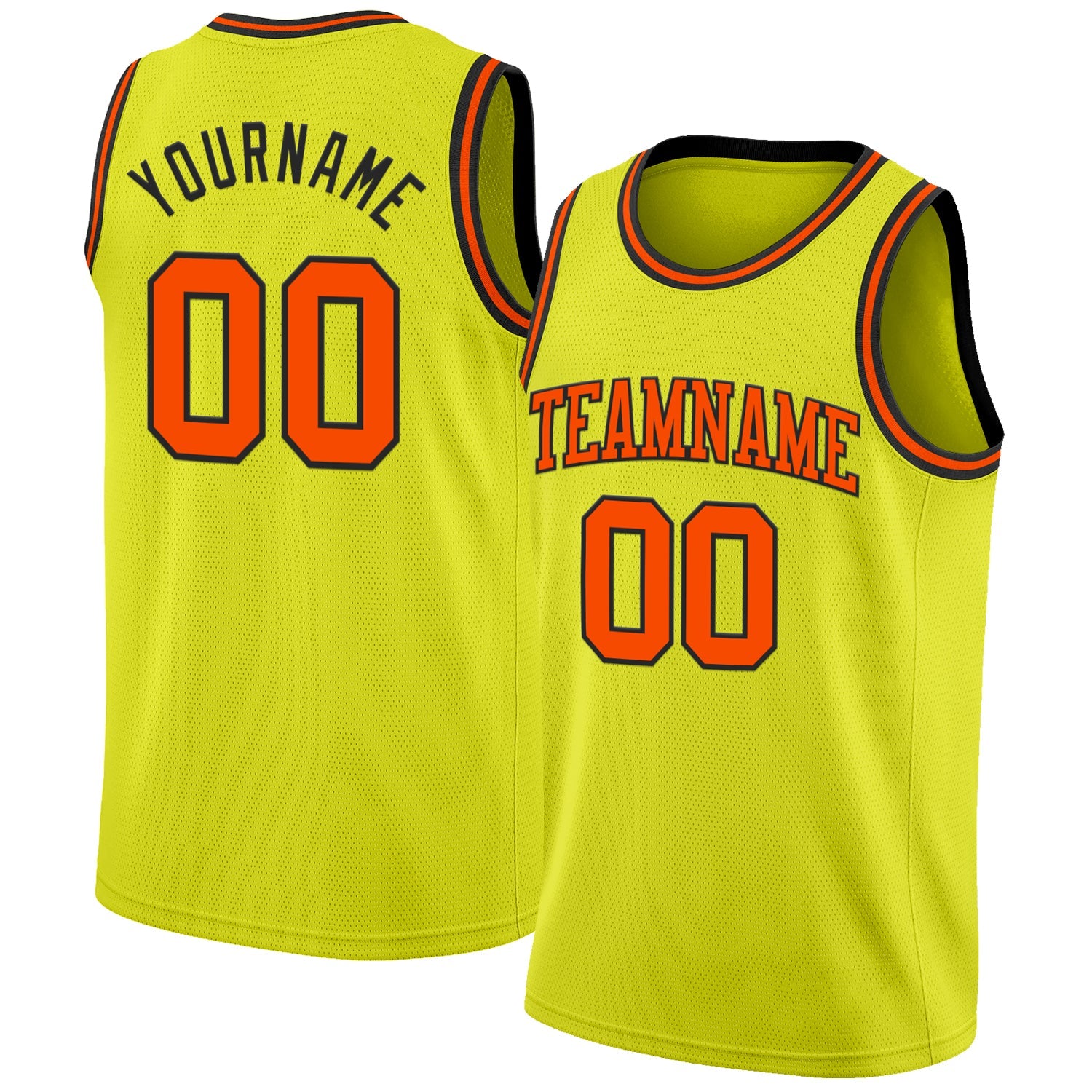 Custom Neon Yellow Orange-Black Authentic Basketball Jersey - Main View