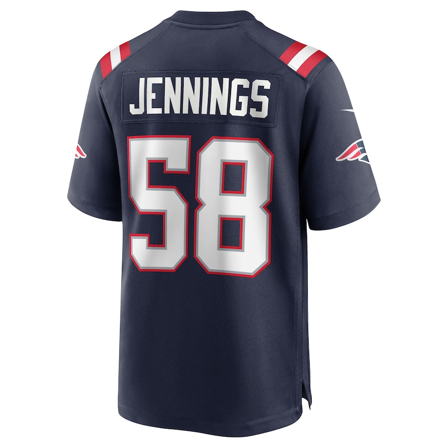 NE.Patriots #58 Anfernee Jennings Navy Team Game Jersey Stitched American Football Jerseys - Main View