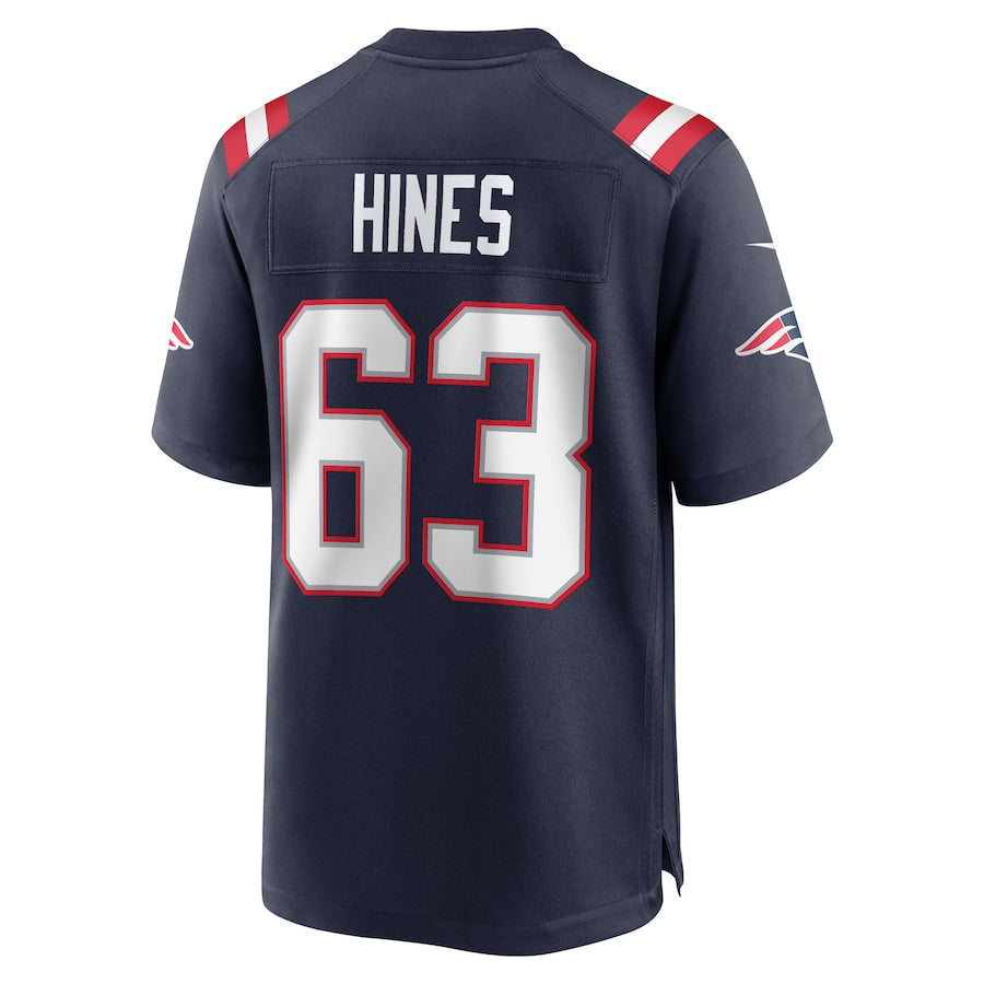 NE.Patriots #63 Chasen Hines Navy Game Player Jersey Stitched American Football Jerseys - Main View