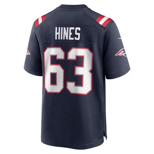 NE.Patriots #63 Chasen Hines Navy Game Player Jersey Stitched American Football Jerseys - Main View