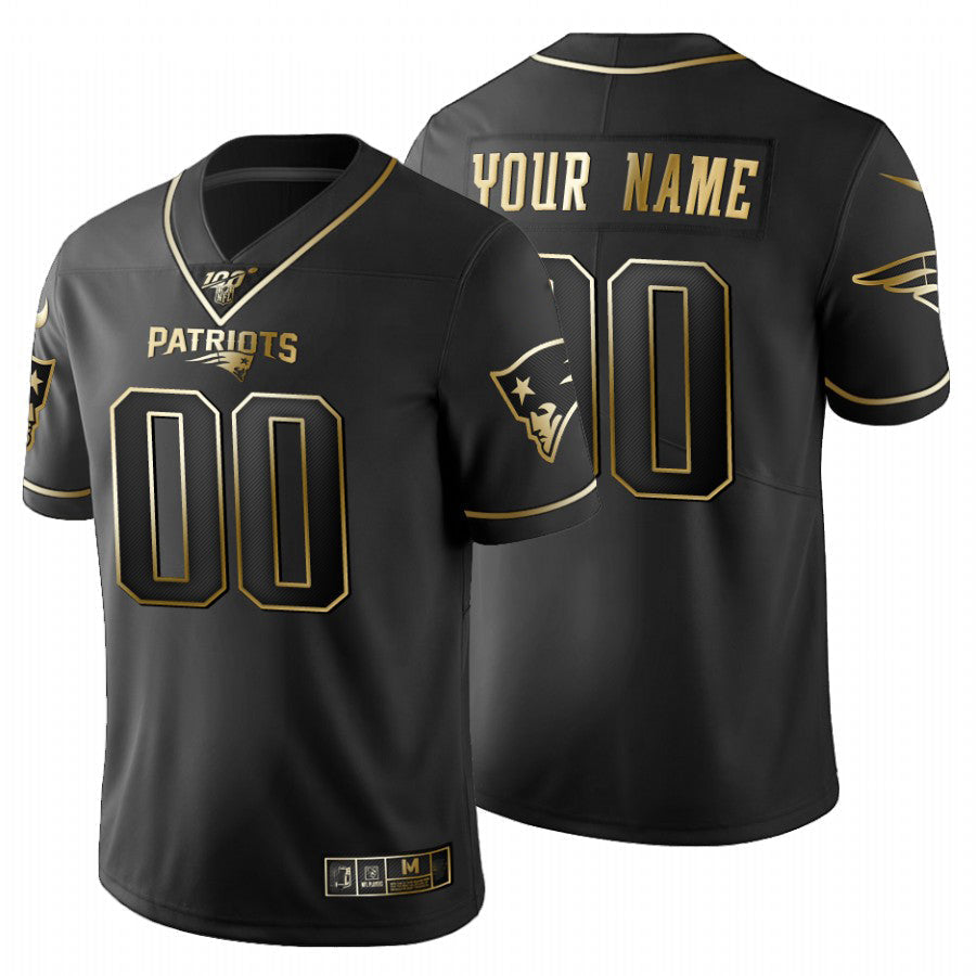 Custom NE.Patriots Black Golden 100th Limited Jersey Stitched American Football Jerseys - Main View