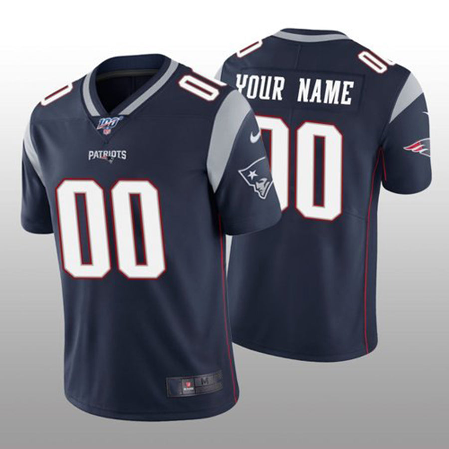 Custom NE.Patriots Navy Vapor Limited 100th Season Jersey Stitched American Football Jerseys - Main View