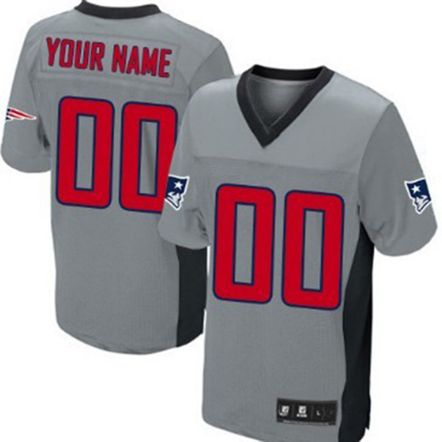 Custom NE.Patriots Gray Shadow Elite Jersey Stitched American Football Jerseys - Main View