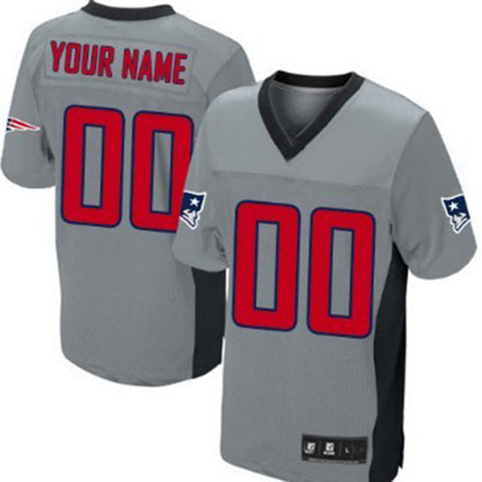 Custom NE.Patriots Gray Shadow Elite Jersey Stitched American Football Jerseys - Main View