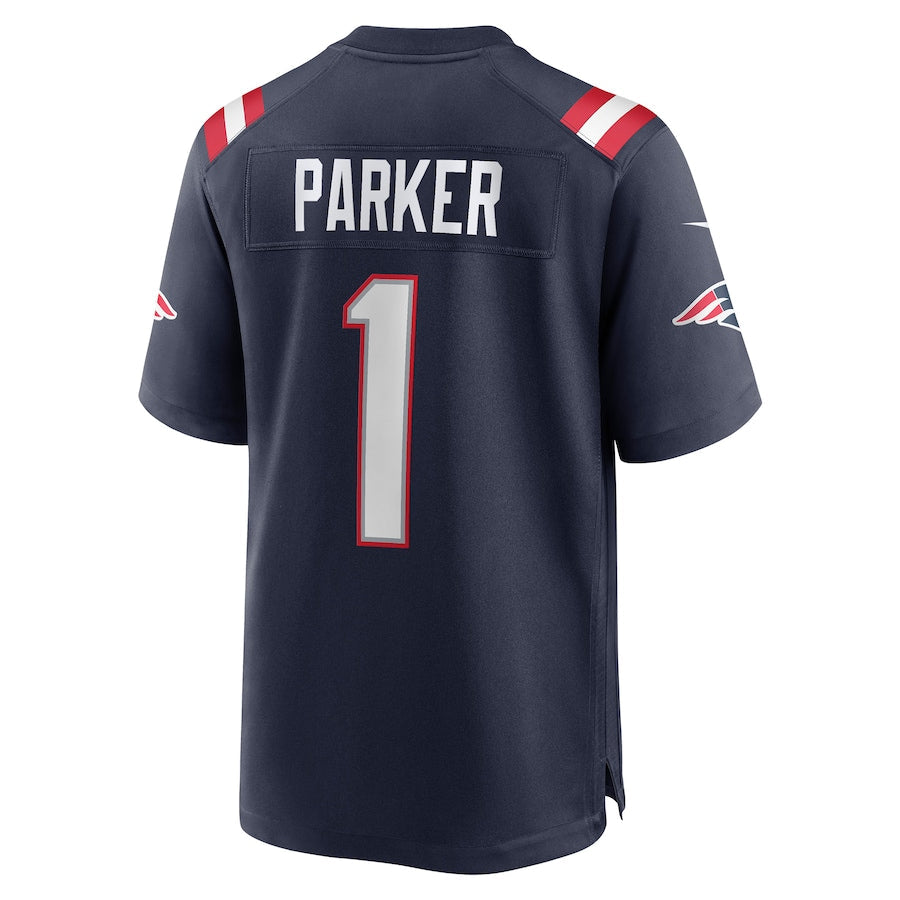 NE.Patriots #1 DeVante Parker Navy Game Jersey Stitched American Football Jerseys - Main View