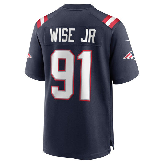 NE.Patriots #91 Deatrich Wise Jr. Navy Game Jersey Stitched American Football Jerseys - Main View