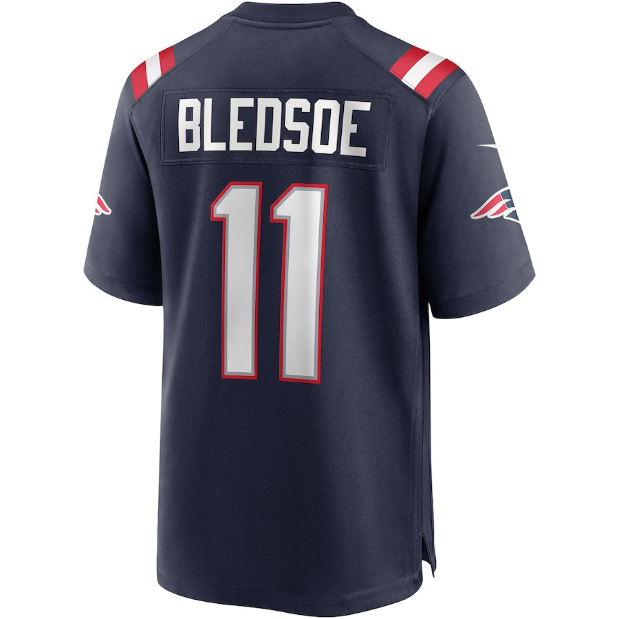 NE.Patriots #11 Drew Bledsoe Navy Game Retired Player Jersey Stitched American Football Jerseys - Main View