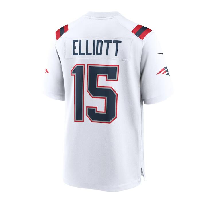 NE.Patriots #15 Ezekiel Elliott White Game Player Jersey Stitched American Football Jerseys - Main View