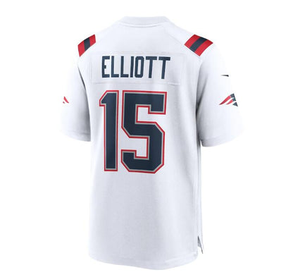 NE.Patriots #15 Ezekiel Elliott White Game Player Jersey Stitched American Football Jerseys - Main View