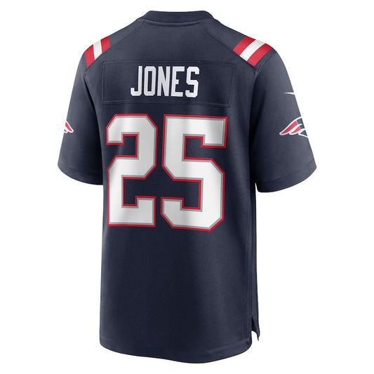 NE.Patriots #25 Marcus Jones Navy Game Player Jersey Stitched American Football Jerseys - Main View