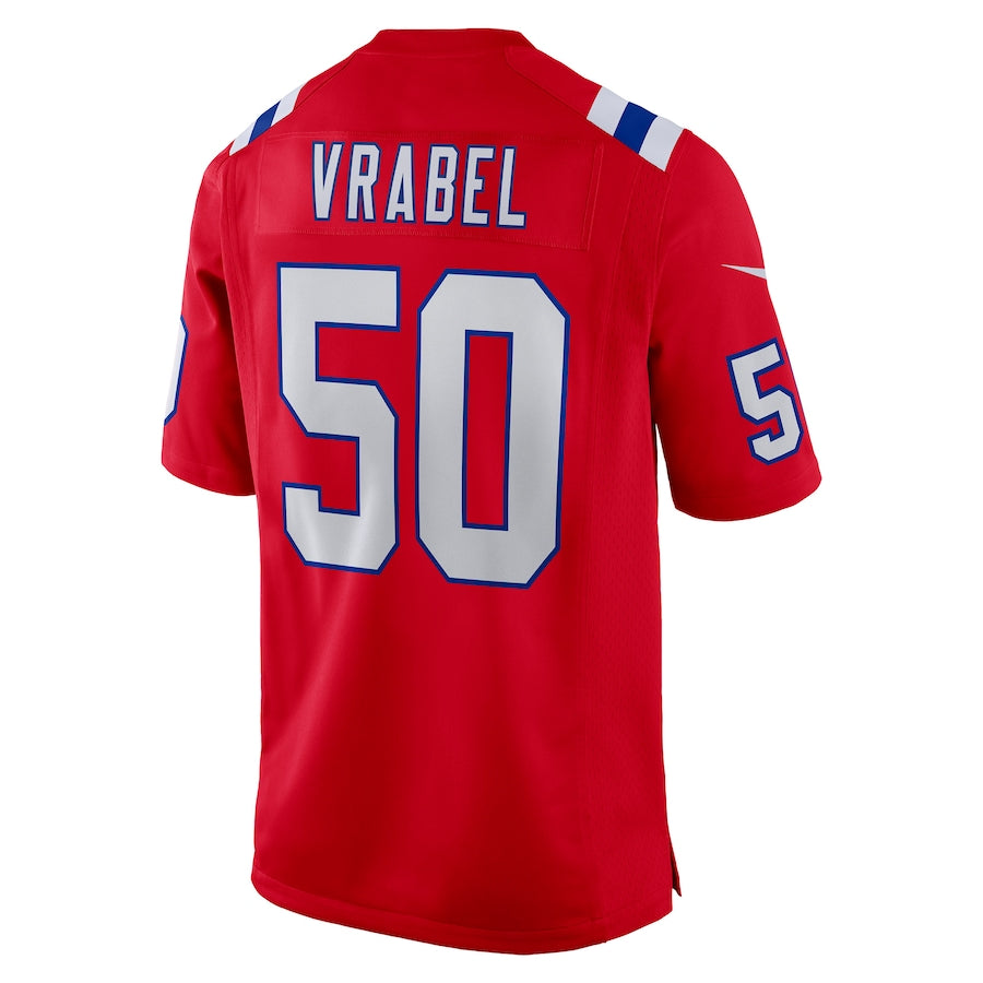 NE.Patriots #50 Mike Vrabel Red Retired Player Alternate Game Jersey Stitched American Football Jerseys - Main View