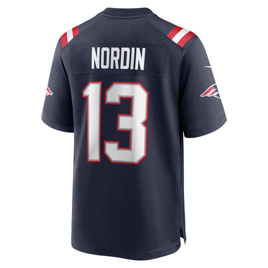 NE.Patriots #13 Quinn Nordin Navy Game Player Jersey Stitched American Football Jerseys - Main View