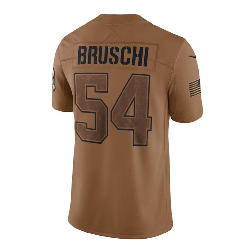 NE.Patriots #54 Tedy Bruschi Brown 2023 Salute To Service Retired Player Limited Jersey Stitched American Football Jerseys - Main View