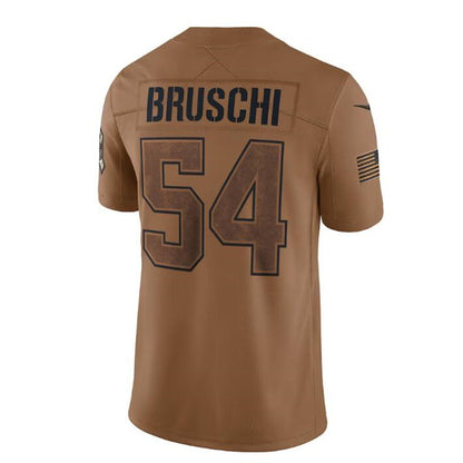 NE.Patriots #54 Tedy Bruschi Brown 2023 Salute To Service Retired Player Limited Jersey Stitched American Football Jerseys - Main View