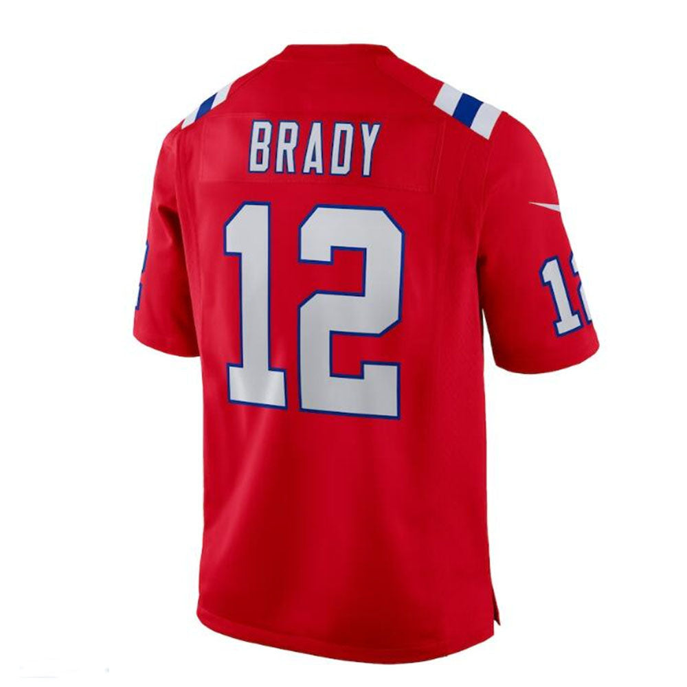 NE.Patriots #12 Tom Brady Red Retired Game Jersey Stitched American Football Jerseys - Main View