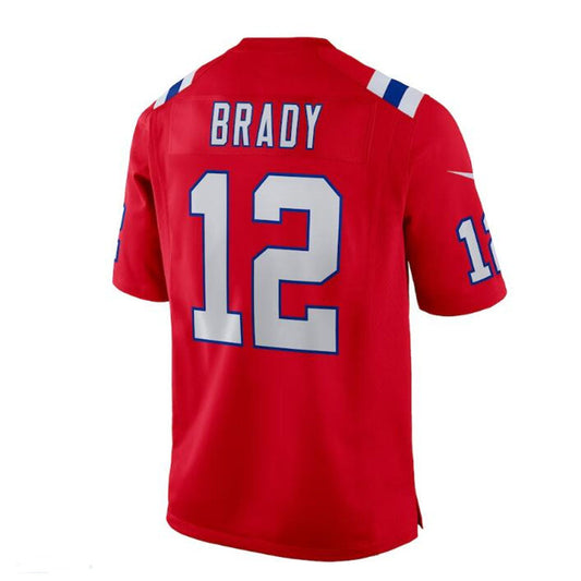 NE.Patriots #12 Tom Brady Red Retired Game Jersey Stitched American Football Jerseys - Main View