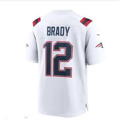 NE.Patriots #12 Tom Brady White Retired Game Jersey Stitched American Football Jerseys - Main View