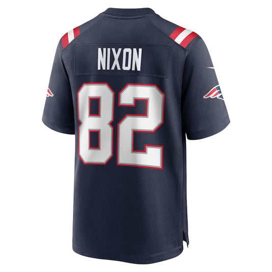 NE.Patriots #82 Tre Nixon Navy Player Game Jersey Stitched American Football Jerseys - Main View