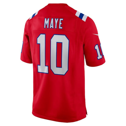 NE.Patriots #10 Drake Maye 2024 Draft First Round Pick Player Game Jersey - Red American Football Jerseys - Main View
