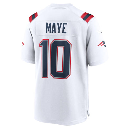 NE.Patriots #10 Drake Maye 2024 Draft First Round Pick Player Game Jersey - White American Football Jerseys - Main View