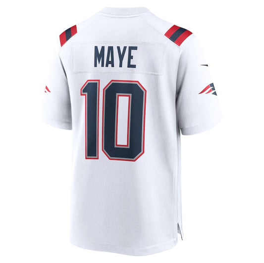 NE.Patriots #10 Drake Maye 2024 Draft First Round Pick Player Game Jersey - White American Football Jerseys - Main View