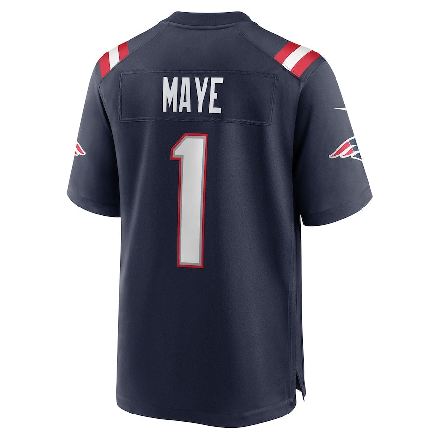 NE.Patriots #1 Drake Maye 2024 Draft First Round Pick Player Game Jersey - Navy American Football Jerseys - Main View