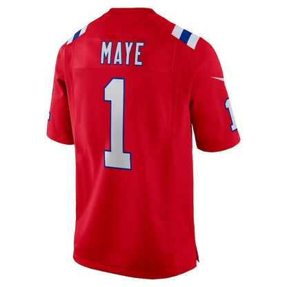 NE.Patriots #1 Drake Maye 2024 Draft First Round Pick Player Game Jersey - Red American Football Jerseys - Main View
