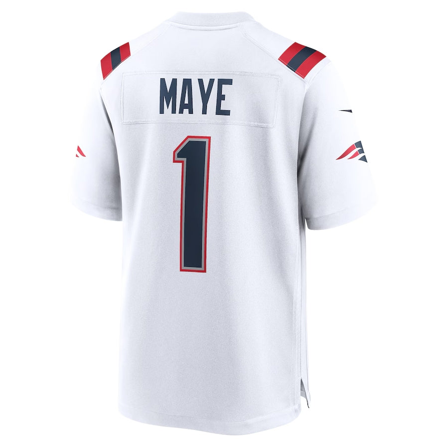 NE.Patriots #1 Drake Maye 2024 Draft First Round Pick Player Game Jersey - White American Football Jerseys - Main View