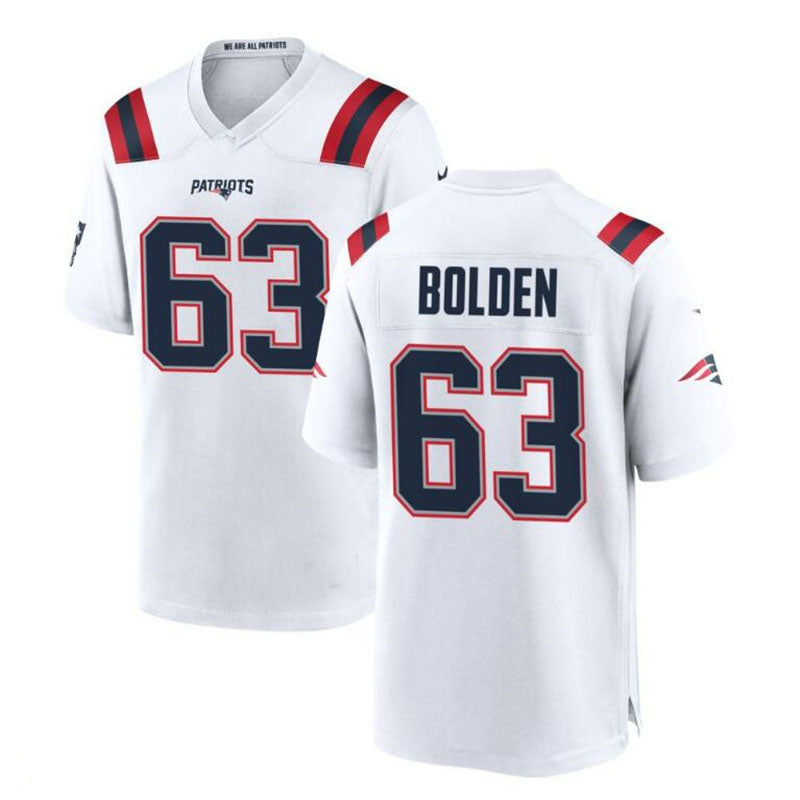NE.Patriots #63 Isaiah Bolden Game Jersey - White Stitched American Football Jerseys - Main View