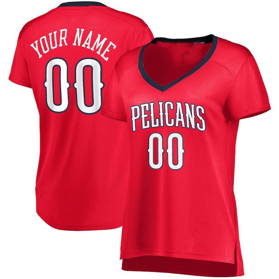 Custom NO.Pelicans Fanatics Branded Women's Fast Break Replica Jersey Red Statement Edition Stitched Basketball Jersey - Main View