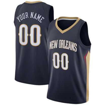Custom NO.Pelicans 2020-21 Swingman Jersey Navy Icon Edition Stitched Basketball Jersey - Main View