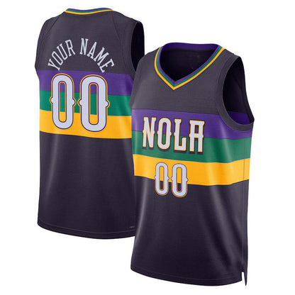 Custom NO.Pelicans Unisex 2022-23 Swingman Jersey City Edition Navy Icon Edition Stitched Basketball Jersey - Main View