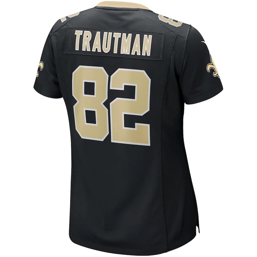 NO.Saints #82 Adam Trautman Black Game Jersey Stitched American Football Jersey - Main View