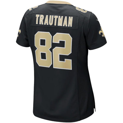 NO.Saints #82 Adam Trautman Black Game Jersey Stitched American Football Jersey - Main View