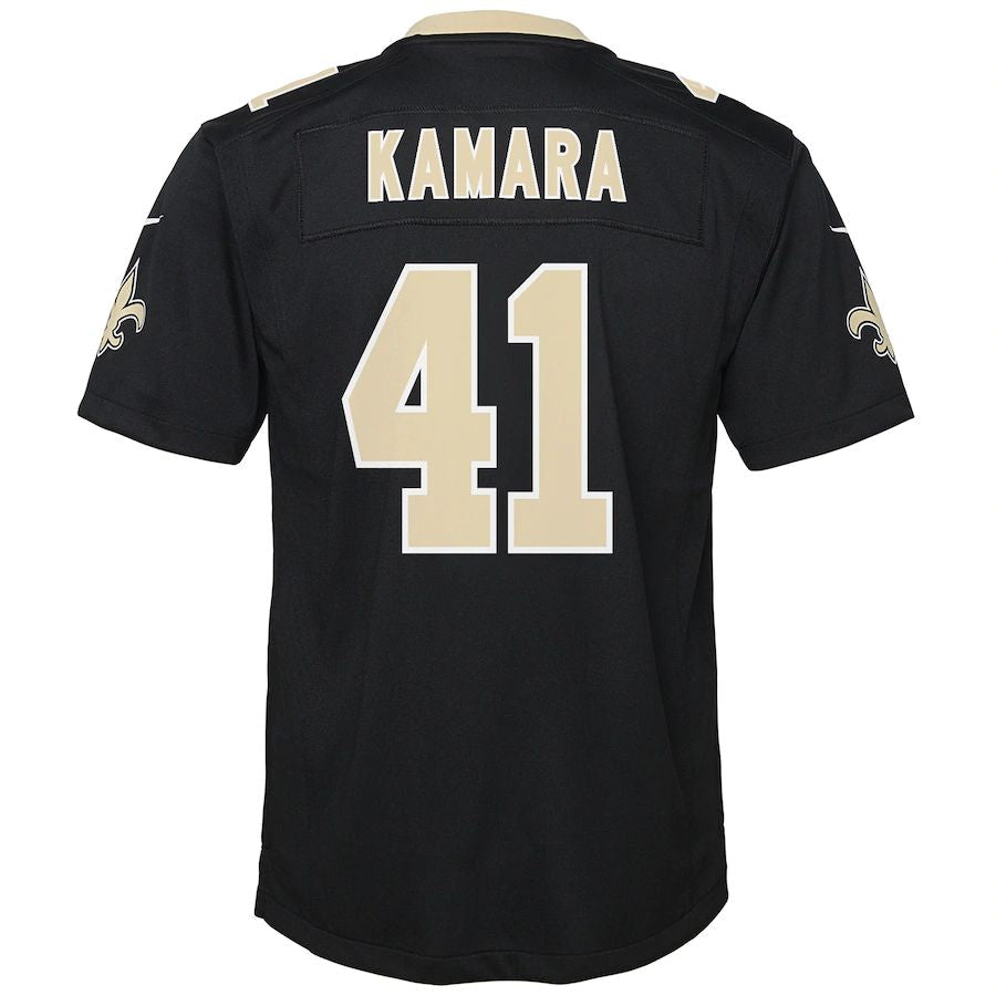 NO.Saints #41 Alvin Kamara Black Game Jersey Stitched American Football Jersey - Main View