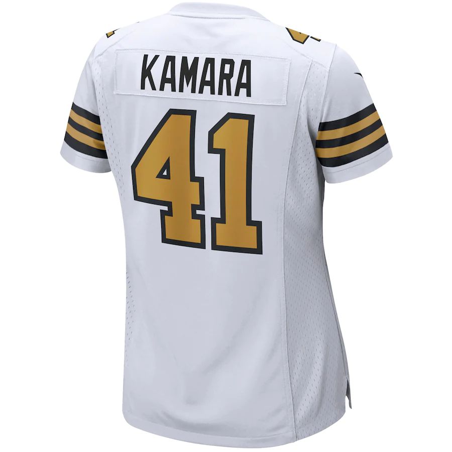 NO.Saints #41 Alvin Kamara White Alternate Game Player Jersey Stitched American Football Jersey - Main View