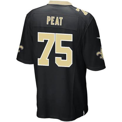 NO.Saints #75 Andrus Peat Black Game Player Jersey Stitched American Football Jersey - Main View