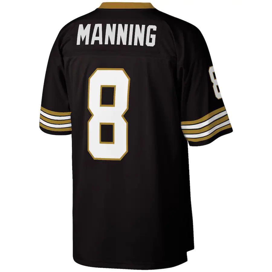 NO.Saints #8 Archie Manning Mitchell & Ness Black Legacy Replica Jersey Stitched American Football Jersey - Main View