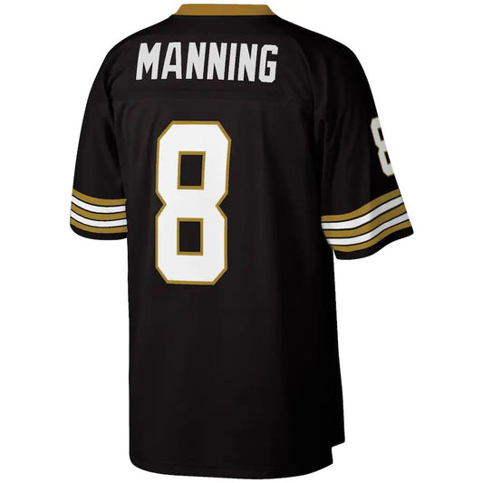 NO.Saints #8 Archie Manning Mitchell & Ness Black Legacy Replica Jersey Stitched American Football Jersey - Main View