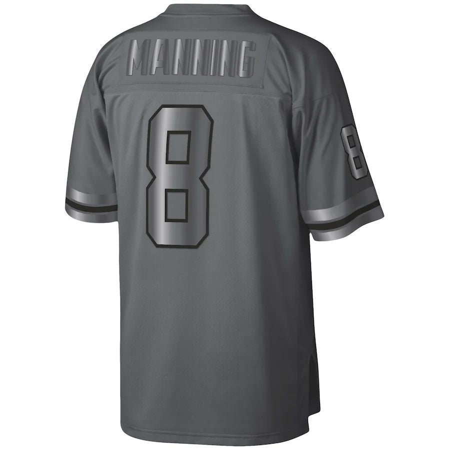 NO.Saints #8 Archie Manning Mitchell & Ness Charcoal 1979 Retired Player Metal Legacy Jersey Stitched American Football Jersey - Main View