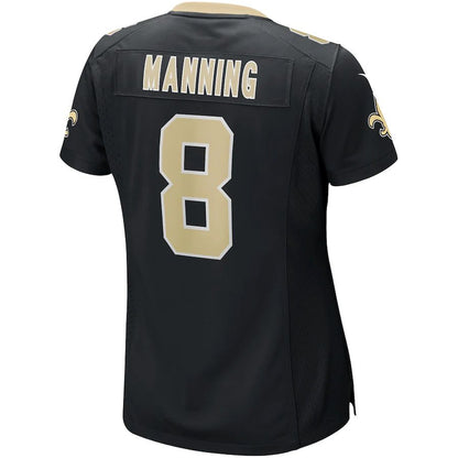 NO.Saints #8 Archie Manning Black Game Retired Player Jersey Stitched American Football Jersey - Main View