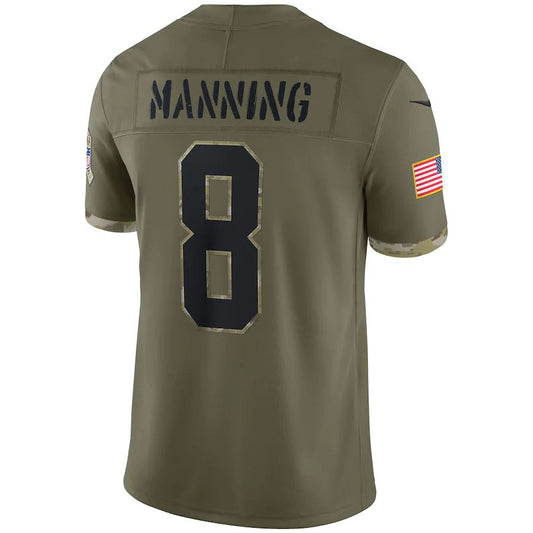 NO.Saints #8 Archie Manning Olive 2022 Salute To Service Retired Player Limited Jersey Stitched American Football Jerseys - Main View